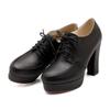 Comercio exterior transfronterizo zapatos de mujer tacón grueso blanco encaje boca profunda zapatos impermeables plataforma tacón alto top bajo zapatos beige comercio exterior talla grande