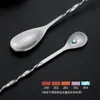 Colher de Bar de Aço Inoxidável com Rosca Dupla, Colher de Mistura para Bar com Cabo Longo, Colher de Mexer, Colher para Gelo, Palito para Mexer Chá de Leite, Atacado