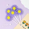 Decoração de Bolo Girassol Flor de Cinco Pétalas Topper com Strass, Flores Pequenas Amarelas e Rosas, Enfeite para Mesa de Sobremesa de Aniversário