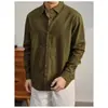 Camisa Casual de Manga Larga Transpirable Ligera para Viajes Diarios, Holgada, Versátil, Imitación de Algodón Lino, Color Sólido, con Cuello, para Hombre