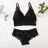 Ropa Interior de Encaje Francés para Comercio Exterior Transfronterizo Set de Ropa Interior Delgada con Relleno Diseño Hermoso en la Espalda sin Aros Correas Ajustables en los Hombros con Almohadillas en el Pecho Sujetador para Mujer