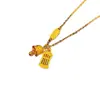 Collar Colgante de Ábaco Campana de Seguridad Dorada Antigua Estilo Chino Moda Colgante de Campana Plana Cadena para Clavícula Retención de Color Duradera