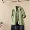 Vestido de Verano 2024 Diseño de Dobladillo con Radio Camisa con Sentido del Diseño Artístico Simple Cuello de Muñeca Oblicuo Combinable Top de Manga Corta
