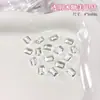 Rhinestones transparentes rectangulares largos para decoración de uñas tipo caramelo de hielo, rhinestones rectangulares de alta transparencia color rosa con base plana, accesorios para uñas color azul claro con forma de cubos de hielo