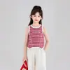 Tutu Elefantinho Roupas Infantis Camiseta para Meninas 2026 Verão Novo Colete Listrado Sem Manga Top Casual de Verão para Roupa Externa