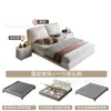 Cama de Lujo Ligero Italiano Piel Oreja de Elefante Dormitorio Principal Respaldo Alto Tapicería Suave Cama Doble Minimalista Moderna Dormitorio Almacenamiento Cama Grande