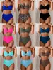 Bikini de Color Sólido Estilo Nuevo Europeo y Americano Traje de Baño 2026 Estampado de Leopardo Multicolor de Cintura Alta Push-Up Verde Militar