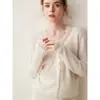 Cárdigan de encaje soluble en agua estilo boutique con cuello en V para mujer, chaqueta tejida de cachemira a la moda, holgada, talla grande