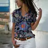 Camisa Hawaiana Retro de Manga Corta Amazon Verano Vacaciones en la Playa Fresca Camisa para Mujer