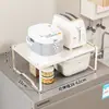 Estante de almacenamiento para encimera de cocina, soporte para ollas extensible, estante de almacenamiento multifuncional para microondas y olla arrocera para el hogar