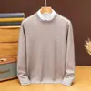 Suéter de alta densidade espessado de 360g para homens, novo para outono e inverno de 2026, cor sólida casual de negócios, camisa de malha básica masculina