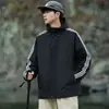 Chamarra transfronteriza de tres franjas para hombre, estilo primavera y otoño, cortavientos para deportes al aire libre, chamarra casual con capucha para correr, chamarra impermeable a prueba de viento