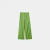 Calças Casuais Femininas, Calças de Linho Tencel Wide-Leg, Estilo Fino de Verão, Calças Verde Fruta, Linho Rain Dew, Sensação de Luxo Leve e Alta Qualidade