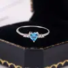 Anillo Original de Corazón de Aguamarina en Plata de Ley S925 Yinyiyuan para Mujer, Versátil y Elegante, Moderno y Único