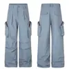 C1003 Calle Principal Estilo Americano Unisex Senderismo Impermeable Diseño de Múltiples Bolsillos Hombres Holgados Pierna Ancha Casual Pantalones de Paracaidista