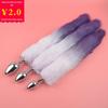 Plug Anal Colorido Cauda Gradiente Roxo Plug Anal Metálico Macho Quarto dos Fundos Plug Anal de Silicone Suprimentos Sexuais para Adultos