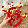 Diadema Creativa Linda de Año Nuevo con Palo Retorcido Diadema de Danza del León Pasador de Año Nuevo para Niños Diadema para Actividad de Nochevieja para Niñas