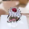 Luz de Aro Nueva Transfronteriza AliExpress Joyería de Lujo Moda Europea y Americana Joyería Creativa para Mujer Joyería de Zirconia Roja Granate