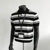 Camisa Polo de Verano para Hombre 2026, Ajuste Delgado de Moda, Rayas Blancas y Negras, Casual de Negocios, Uso Diario, Estilo Simple