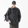 Camisa de Mezclilla para Hombre Retro Nueva Casual Ropa de Trabajo Chaqueta Primavera y Otoño Estilo Americano Azul Camisa de Manga Larga para Hombre
