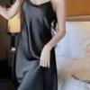 Pijama de Alça Feminino Primavera e Outono 2024 Novo Sexy Seda Gelada Renda Faixa no Peito Bojo Camisola Verão Puro Desejo Conjunto de Duas Peças
