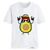 Camiseta suelta estampada para mujer de estilo europeo y americano, cuello redondo, fresca, dulce, personaje de anime de papaya, cuello redondo