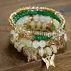 Pulsera de Moda con Colgante de Mariposa para Mujer, Elástica Multicolor de Múltiples Capas Set de 4 Piezas Pulsera al por Mayor, Fuente de Venta Caliente de Aliexpress