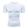 Venta Caliente Transfronteriza Traje Ajustado de Fitness de Alta Elasticidad de Secado Rápido para Hombre Manga Corta Ropa de Entrenamiento Deportivo Cuello Redondo Transpirable Correr Baloncesto