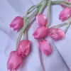 Flor de Fita Laço Tulipa Simulada Decoração Flor Tulipa Dupla Cabeça Botão Fita Acessórios para Roupas e Vestidos