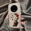 Adequado para Capa de Celular Huawei Mate70 com Bolinhas Vazadas e Gato Kt com Design Único, Novo para Huawei Mate60 Pro