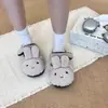 Pantufas de coelho de lã de cordeiro macias e fofas de algodão para mulheres, novo estilo outono e inverno 2026, estilo reconfortante, sapatos peludos versáteis e fofos para uso externo