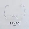 Armazón Ultraligero de Titanio 5.9g Montura Cuadrada Sin Marco Lentes Graduados para Hombres con Rostros Grandes, Armazones Retro Elegantes de Negocios, Se Pueden Personalizar con Lentes Graduados