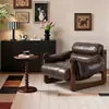 Sillón Individual para Sala de Estar, Sillón de Balcón Estilo Vintage, Sofá Perezoso, Silla Retro de Isla Jersey de Madera Maciza Reclinable
