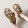 Sandalias Mula Tejidas con Suela de Plataforma, Punta Abierta, Diseño Hueco, Chanclas de Verano para Mujer al Aire Libre Estilo Nuevo 2026 Suela Gruesa