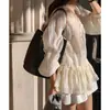 Enviado. Camisa de moda con cordón y cordones estilo ins coreano, abullonada para niña, top casual holgado para mujer 18762
