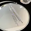 Brincos de Corrente Longa com Garras Exageradas Elegantes de Prata S925 com Strass para Mulheres Brincos com Franjas de Diamante Colorido Europeus e Americanos Brincos da Moda