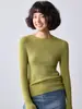 Suéter de manga larga, de lana pura, a rayas, cuello redondo, de alta calidad, con efecto adelgazante, versátil para otoño e invierno, y que irradia un estilo elegante