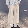 Moda Callejera Diaria Otoño Estilo Coreano Moda Rayas Patchwork Cuello Polo Falso Dos Piezas Top Pantalones Anchos Casuales Conjunto de Dos Piezas