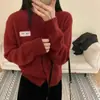 Cardigan de Punto Versátil de Manga Larga Suave y Gentil Estilo Cuello Redondo Bordado de Letras Suelto y Cómodo Nuevo Estilo Chaqueta Suéter para Mujer