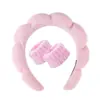 Popular Set de Pulseras y Diadema para Lavado Facial de Amazon, Conjunto Combinado de Diadema Nube Retorcida de Esponja de Caña Alta