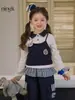 Conjunto de Policía Conejo para Niños Ningli Primavera/Verano Nuevo Sudadera de Manga Larga de Algodón Estilo Coreano para Niñas con Pantalones de Volantes