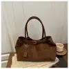 Bolsa Grande de Couro Sintético Estilo Retrô 2026 Novo Estilo Versátil para o Dia a Dia Bolsa de Ombro Feminina Bolsa de Mão de Camurça Bolsa Tote