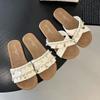 Zapatos Casuales Planos sin Cordones para Mujer para Usar con Faldas, Nuevo Estilo Verano 2025 Sandalias de Tira Cruzada Estilo Vacaciones en la Playa