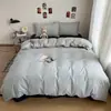 Conjunto de quatro peças fresco e simples 100% algodão puro, capa de edredom 100% algodão puro, lençol de cima, lençol com elástico, roupa de cama para quarto principal, conjunto de três peças para dormitório 4
