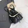 Mochila Doce com Laço Feminina 2025 Verão Nova Moda Tendência Mochila Fofa Estilo Coreano Bolsa de Balde Portátil