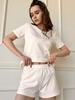 Conjunto de Pijama Simple Casual con Botones de Estilo Europeo y Americano, Moderno de Manga Corta y Shorts de Dos Piezas para el Hogar, Ropa Exterior para Mujer