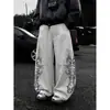 Pantalones Casuales Estampados de Hip-Hop Europeos y Americanos en Stock Transfronterizos para Hombre, Diseño de Calle Alta para Primavera y Otoño, Pantalones de Chándal Rectos Retro