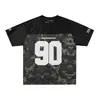 Camiseta esportiva camuflada em malha respirável estilo americano, camiseta de liga de futebol de verão, estilo motociclista, manga curta legal e estilosa