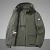 Nueva chaqueta de otoño para hombre para el trabajo al aire libre, capucha desmontable, ligera, transpirable, multibolsillos, cortavientos de talla grande