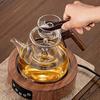 Chaleira de Vidro Borossilicato Alto com Cabo de Madeira para Vaporizar e Cozinhar, Bule de Chá de Vidro Resistente ao Calor, Chaleira de Vidro Espessurado, Chaleira de Grande Capacidade